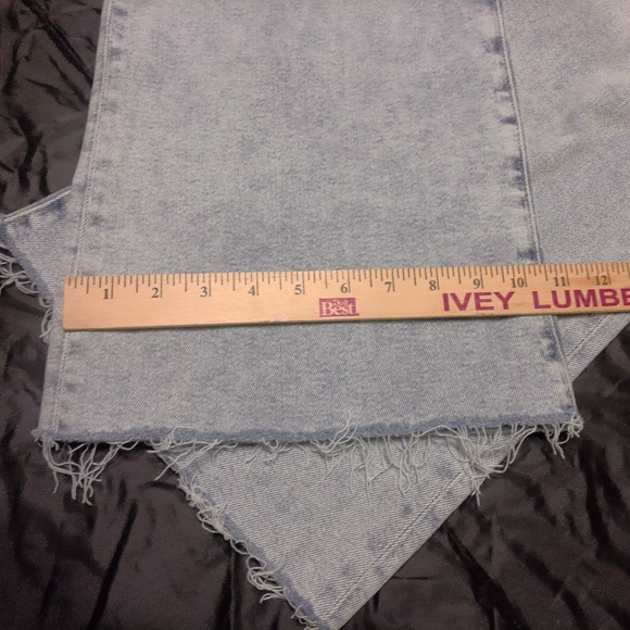 NWOT 7forAM Luxe Vintage Wide Leg High Waist Raw Hem Stretch Faded Jeans Sz27/30 - Picture 6 of 8